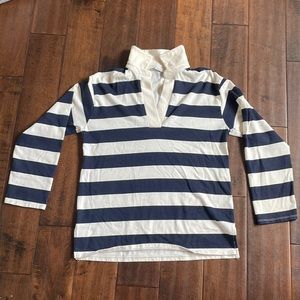 medium navy and white polo sweatshirt (Zara)